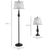 Set Med 3 Lampor 2 Bordslampor (38 X 158H Cm) + 1 Golvlampa (30 X 62H Cm) Vintage, Svart + Vit, Metall, PS, Polyester, Bomull E27 Lampfot 3