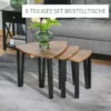 Set Med 3 Soffbord, Staplingsbord, Sidobord, Soffbord, Häckbord, MDF, Natur + Svart, 56 X 54,2 X 45,5 Cm/42 X 43,8 X 43 Cm/36 X 34 X 41 Cm 4