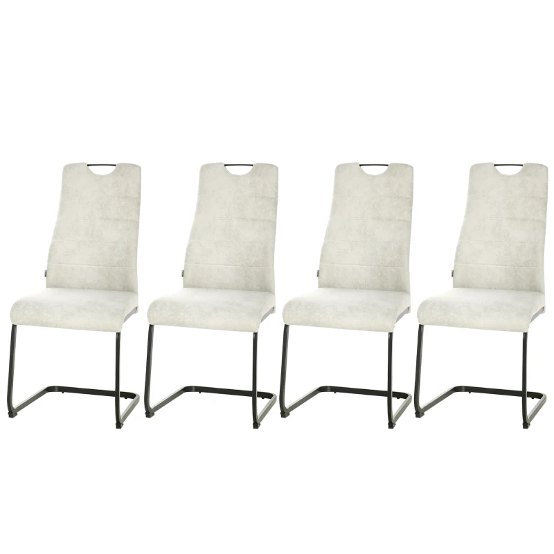 Set Med 4 Matsalsstolar, Fribärande Stolar, Ergonomisk Form, Beige 44 Cm X 58 Cm X 99 Cm, Beige 11