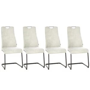 Set Med 4 Matsalsstolar, Fribärande Stolar, Ergonomisk Form, Beige 44 Cm X 58 Cm X 99 Cm, Beige 1