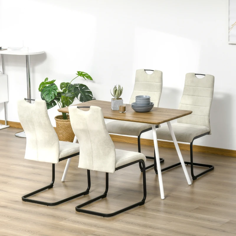 Set Med 4 Matsalsstolar, Fribärande Stolar, Ergonomisk Form, Beige 44 Cm X 58 Cm X 99 Cm, Beige 10