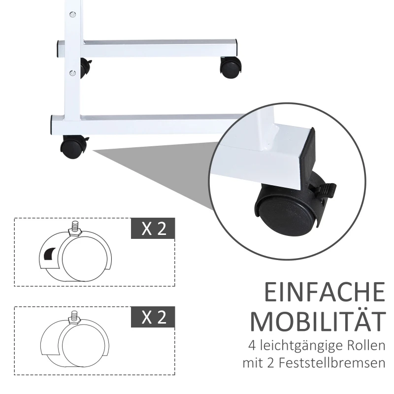 Sidobord Höj- Och Sänkbart Soffbord Mobilt Gavelbord Med Hjul Parkeringsbromsar C-bord Spånskiva Stål Järn Plast Vit Lönn Färg 60 X 40 X 68-78 Cm 5