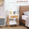 Sidobord I Scandi Design 1 Låda 1 Hylla MDF Vit + Brun 4