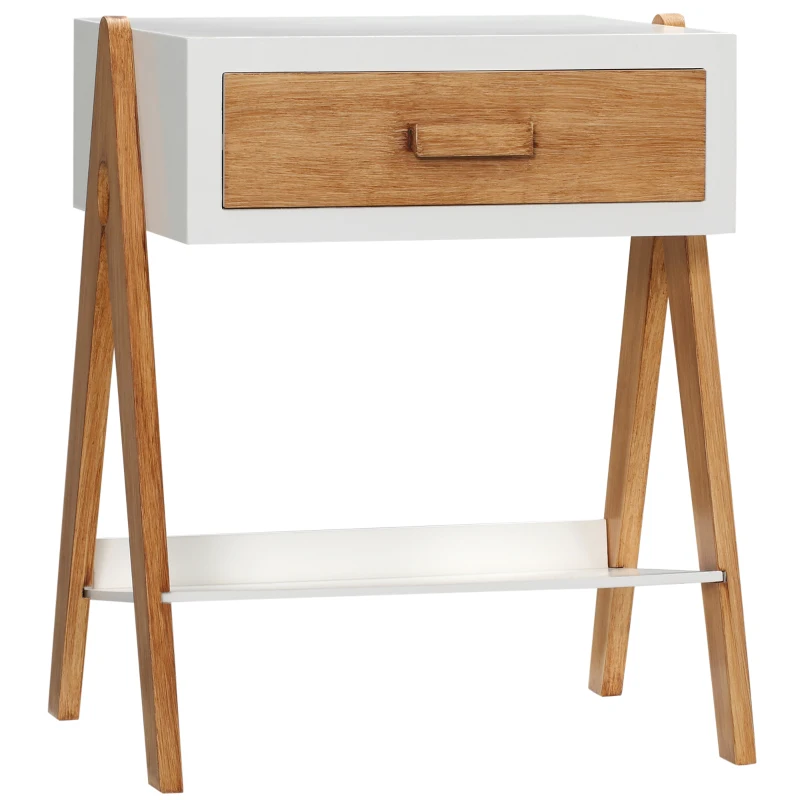 Sidobord I Scandi Design 1 Låda 1 Hylla MDF Vit + Brun 10