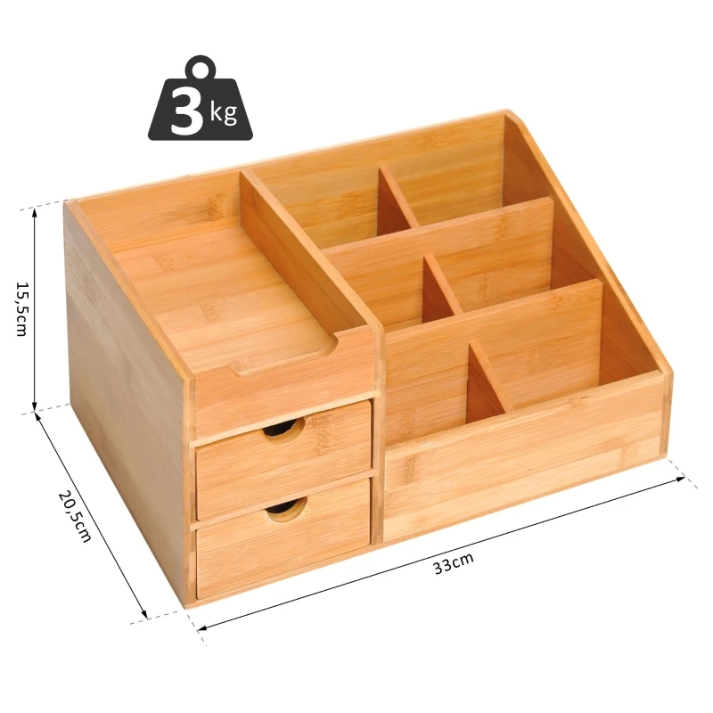 Skrivbordsorganisator Förvaringslåda Bro Box Organisation 2 Lådor Natur L33 X B20,5 X H15,5 Cm 3