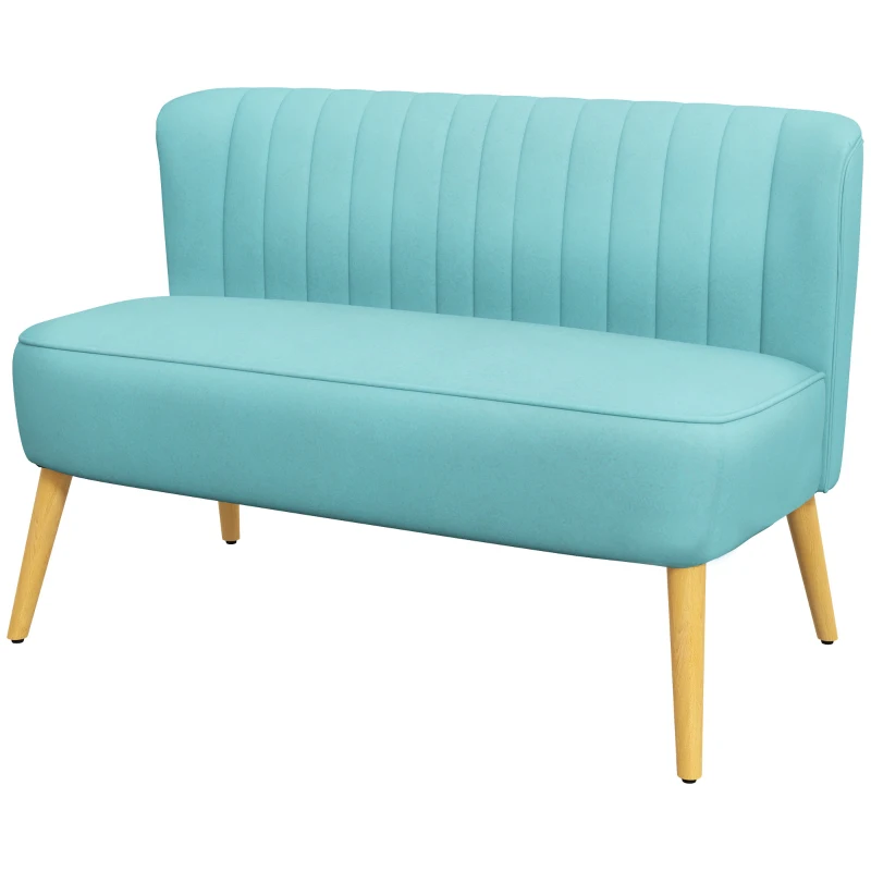 Soffa Retrodesign 2-sits Soffa, Träben, 117 Cm X 56,5 Cm X 77 Cm, Grön 1