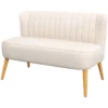 Soffa Retrodesign 2-sits Soffa, Träben, 117 Cm X 56,5 Cm X 77 Cm, Krämvit 1