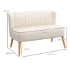 Soffa Retrodesign 2-sits Soffa, Träben, 117 Cm X 56,5 Cm X 77 Cm, Krämvit 3