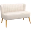 Soffa Retrodesign 2-sits Soffa, Träben, 117 Cm X 56,5 Cm X 77 Cm, Krämvit 6