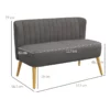 Soffa Retrodesign 2-sits Soffa, Träben, 117 Cm X 56,5 Cm X 77 Cm, Mörkgrå 3