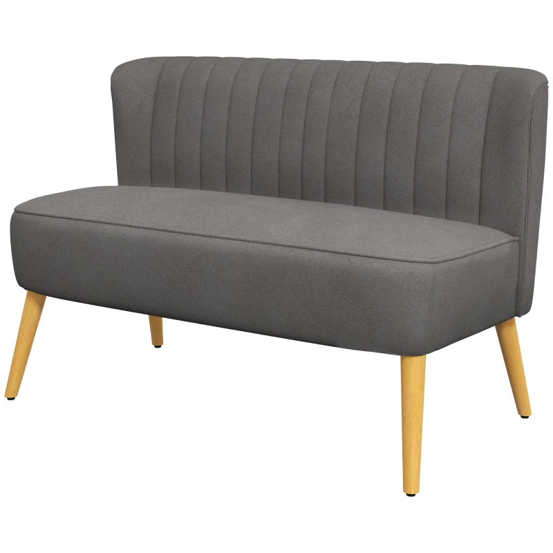 Soffa Retrodesign 2-sits Soffa, Träben, 117 Cm X 56,5 Cm X 77 Cm, Mörkgrå 1