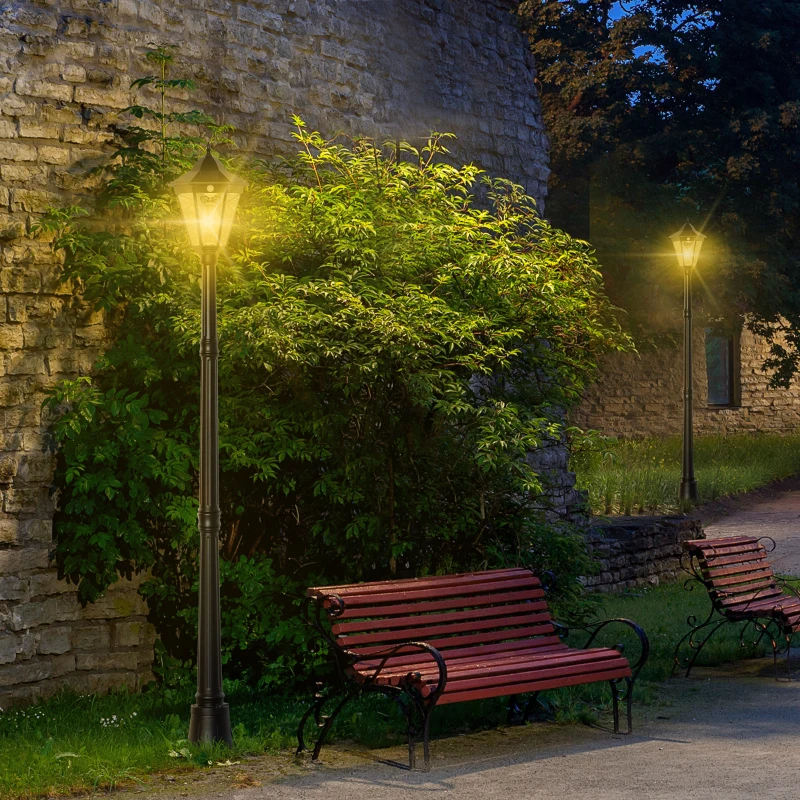 Solar Trädgårdslykta Trädgårdsljusgångsljus Med 19 LED 130 Lumen 3000K Aluminium Härdat Glas Svart 22 X 22 X 194 Cm 10