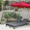 Solstol Med Dubbelsäng I Polyrattan Solstol Trädgårdssäng För 2 Personer Relaxsäng Lyxlounge 5-vånings Ryggstöd Metall PE Rottinggrå 196 X 120 X 28 Cm 2