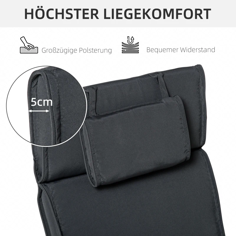 Solstolskudde Solstol Kudde Trädgårdsstol Med Avtagbart Kuddfodral Polyester + Bomullsfiber Grå 198 X 53 X 5 Cm 4