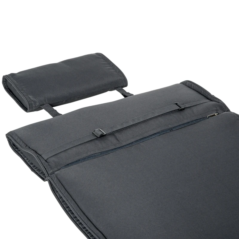 Solstolskudde Solstol Kudde Trädgårdsstol Med Avtagbart Kuddfodral Polyester + Bomullsfiber Grå 198 X 53 X 5 Cm 8