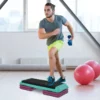 Stepping Board Aerobic Fitness Motionscykel Stepper Höjdjusterbar 10cm/15cm/20cm PVC PP Svart+grön+lila 110 X 40 X 20 Cm 2