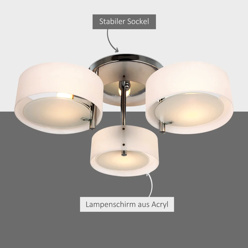 Taklampa Takljus Ljuskrona 40W Ljus 3-lampa Krom Akryl E27, Varmvit, 64xH20cm 4