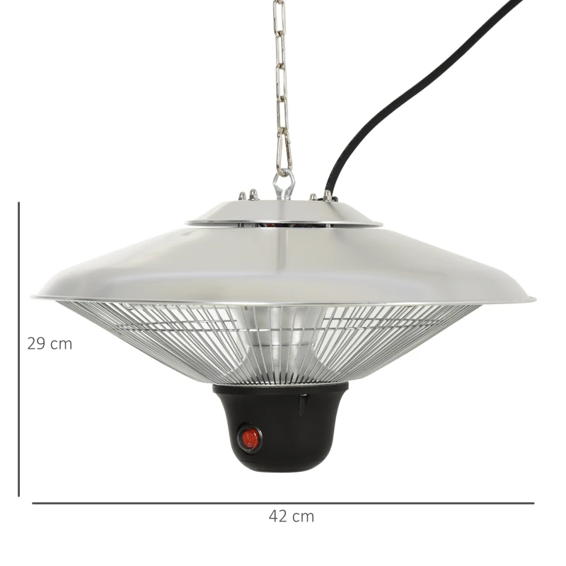 Takstrålare Med 3 Värmenivåer 1500W Med LED Inkl Fjärrkontroll Uteplats Aluminium Silver 42 X H29cm 3