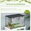 Terrarium För Reptiler Reptilmatningslåda Glas Terrarium Amfibier Spindeldjur Med Termometer Reptiluppfödningslåda Metall Svart 50 X 30 X 35 Cm 4