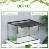 Terrarium För Reptiler Reptilmatningslåda Glas Terrarium Amfibier Spindeldjur Med Termometer Reptiluppfödningslåda Metall Svart 50 X 30 X 35 Cm 6