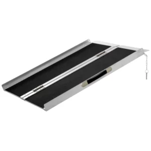 Tillträdesramp För Rullstolsramp Rullstolsrullatorer Hopfällbar Aluminium PVC, 270 Kg Lastkapacitet, Svart, 93 X 73 X 5 Cm 1