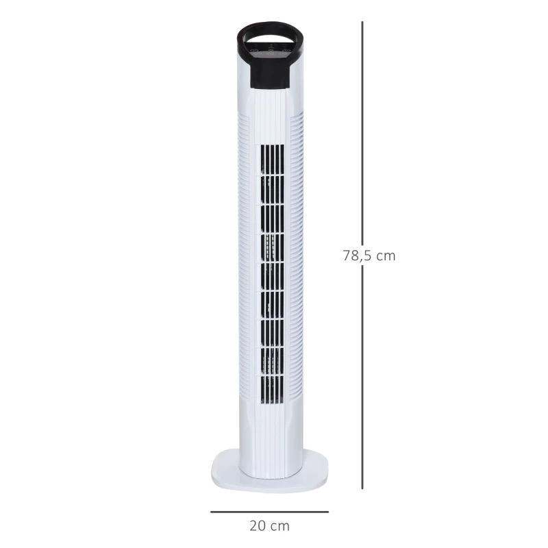 Tornfläkt Med Fjärrkontroll 70 Oscillerande Piedestalfläkt 78,5 Cm Pelarfläkt 50 W 3 Lägen & 3 Hastigheter Svart + Vit 3