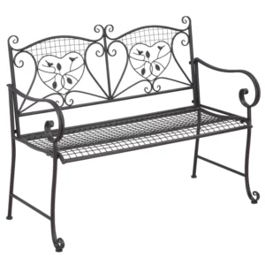 Trädgårdsbänk 2-sits Parkbänk Med Ryggstöd Upp Till 220 Kg Trädgårdsmöbler Väderbeständig Antik Metallkaffe 114 X 53,5 X 91 Cm 1