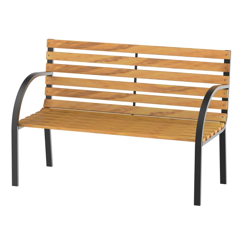 Trädgårdsbänk Parkbänk 2-sits Trädgårdsstål + Naturlig Furu B122 X D60 X H83 Cm 1