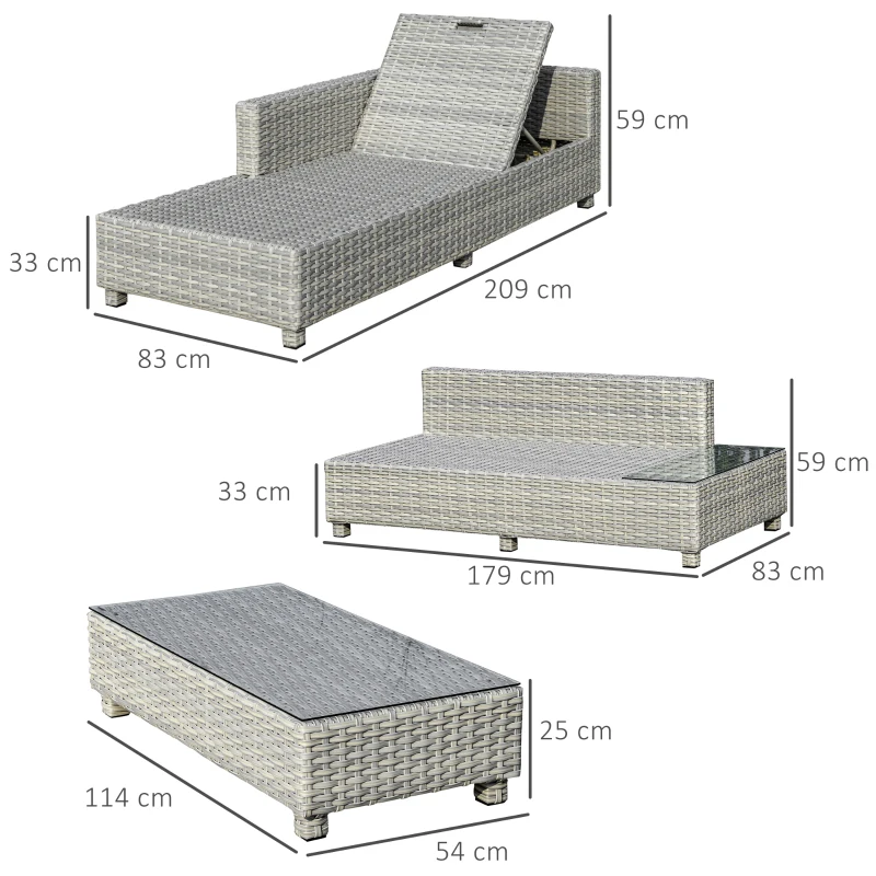 Trädgårdsmöbelset För 4 Personer, Loungemöbler, Inklusive Kuddar Och Avtagbara Dynor, Grå 3