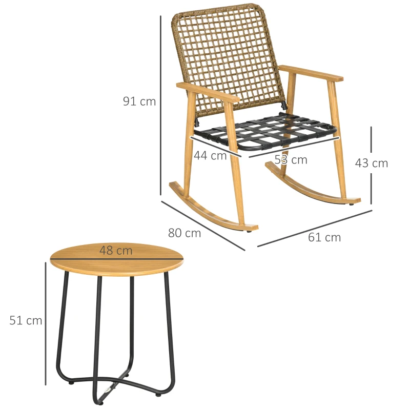 Trädgårdsmöbelset För Personer 2 Gungstolar, 1 Sidobord, Robust Polyrotting, Inklusive Sittdynor 3