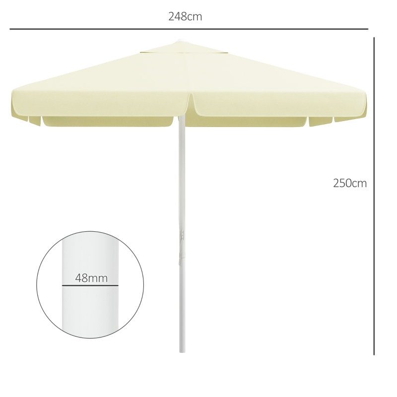 Trädgårdsparaply, Parasoll, Remskiva, Höj- Och Sänkbar, Aluminiumram, 2,5 X 2,5 X 2,5 M, Beige/vit 3