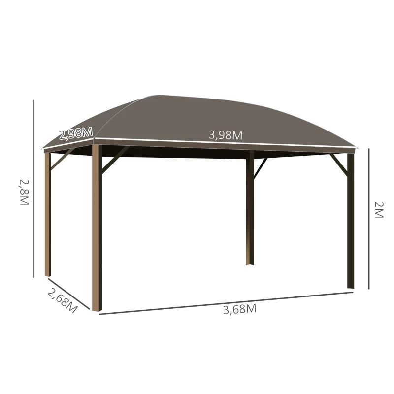 Trädgårdspaviljong Partytält Hopfällbar Paviljongtält 4 X Dubbla Sidopaneler Vattentäta 2 Lyktkrokar Aluminium + Polyester Brun Ca 4 X 3 X 2,8 M 3