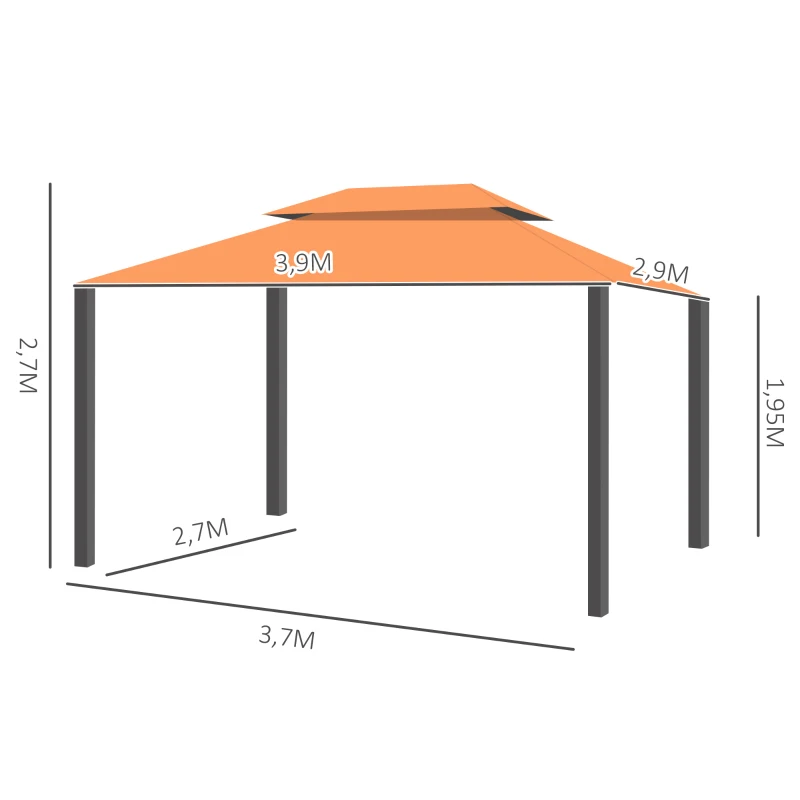 Trädgårdspaviljong Paviljong Partytält Trädgårdstält Med 4 X Sidoväggar 4 X 3 M 3