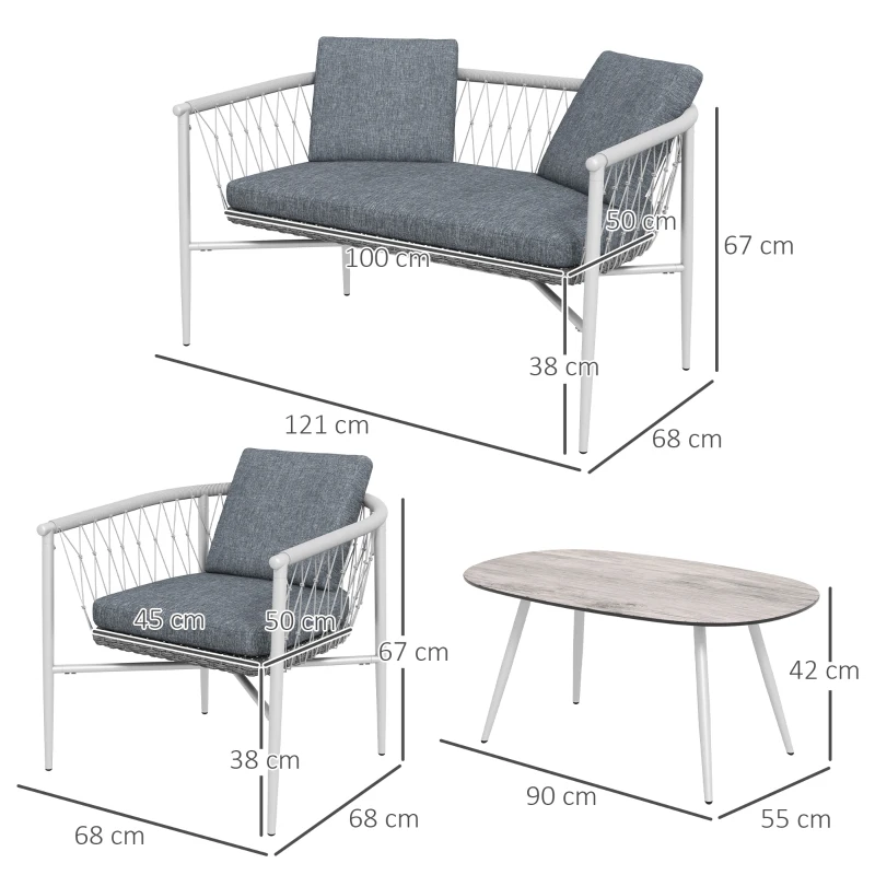 Trädgårdsset, 4 Delar, Gungfunktion, Sittdynor, Polyrattan, Metallram, Grå 3