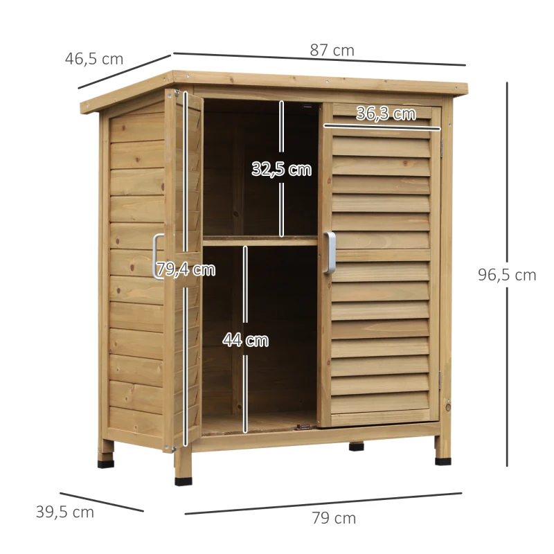 Trädgårdsskåp Redskapsbod I Trä Redskapsskjul Redskapsskåp Träskjul Tak Tak Bitumen Papp Lamelldörrar Natur 87 X 46,5 X 96,5 Cm 3