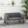 Trädgårdssoffa I Polyrattan 2-sits Trädgårdsmöbler Lounge Soffa Trädgårdsbänk Trädgård Solstol Fällbara Armstöd Stålgrå 129 X 63 X 67 Cm 2