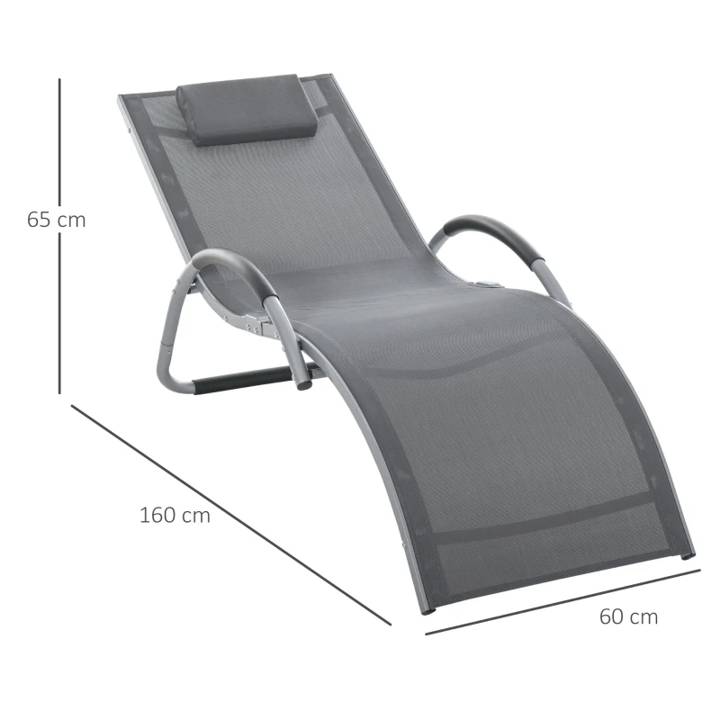 Trädgårdsstolar Med Kuddar Solstol Relaxstol Ergonomisk Aluminium Textlinje Mörkgrå 160 X 60 X 65 Cm 3