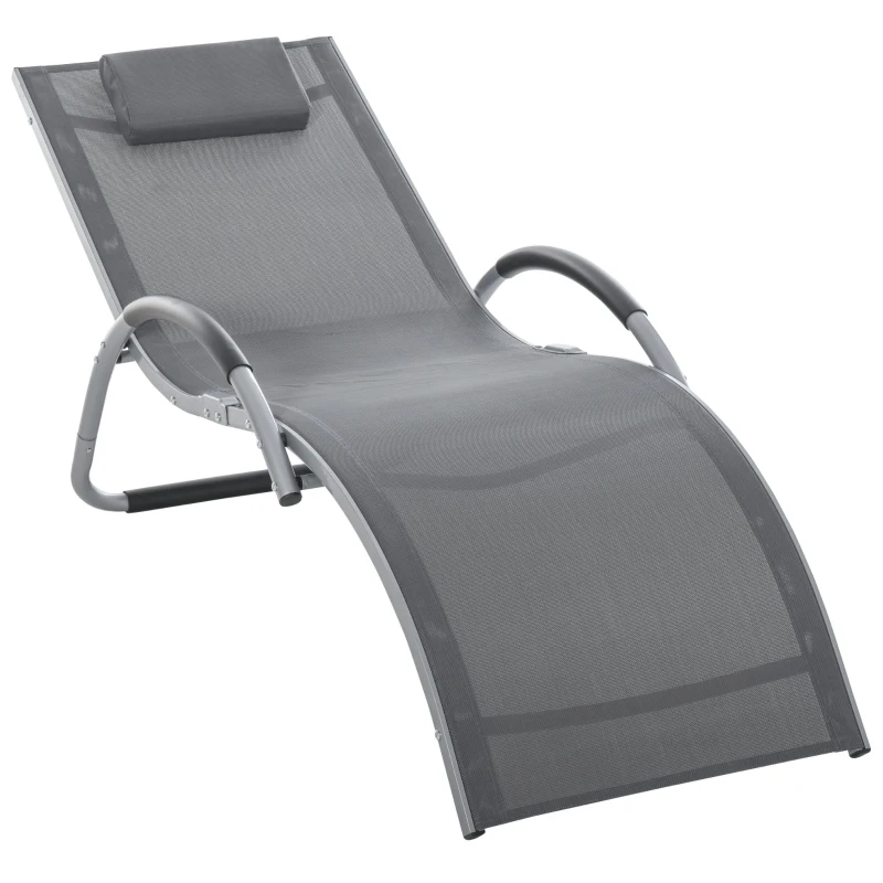 Trädgårdsstolar Med Kuddar Solstol Relaxstol Ergonomisk Aluminium Textlinje Mörkgrå 160 X 60 X 65 Cm 1