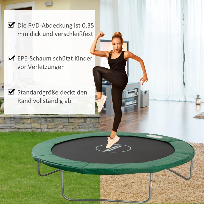 Trampolin Kantskydd Skyddsnät Väder Presenning Stege Kantskydd: 244cm Grön 4