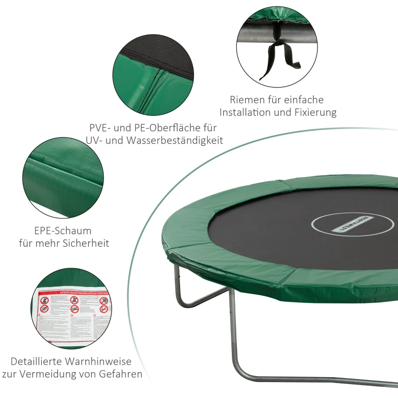 Trampolin Kantskydd Skyddsnät Väder Presenning Stege Kantskydd: 244cm Grön 6