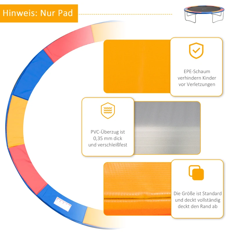 Trampolinkantskydd Skyddsnät 8ft 10ft 12ft 15ft Kantskydd: 366cm-färgat (studsmatta Ingår Ej) 6