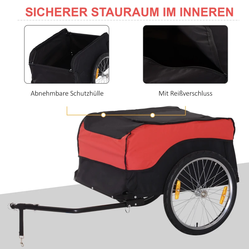 Transportsläp, Lastvagn, Cykeltrailer, Lastcykelsläp, CargoTrailer (röd-svart) 6