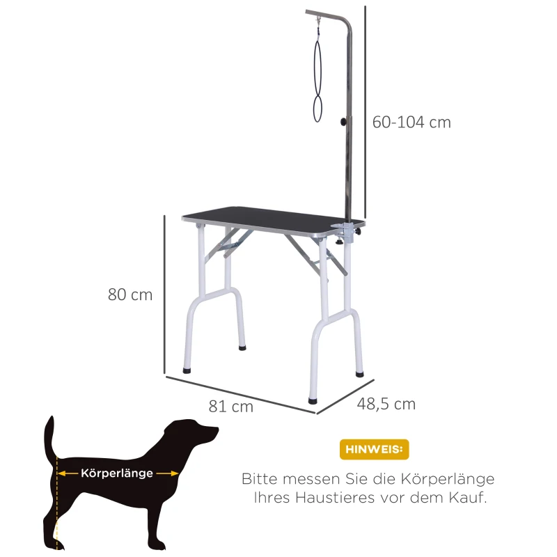 Trimbord Hopfällbart Djurskötselbord Klippbord Trimbord För Hundar Katter Metall Svart 81 X 48,5 X 80 Cm 3