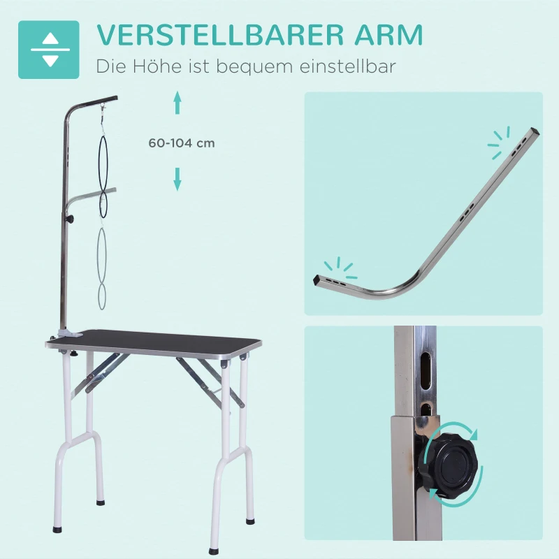 Trimbord Hopfällbart Djurskötselbord Klippbord Trimbord För Hundar Katter Metall Svart 81 X 48,5 X 80 Cm 4