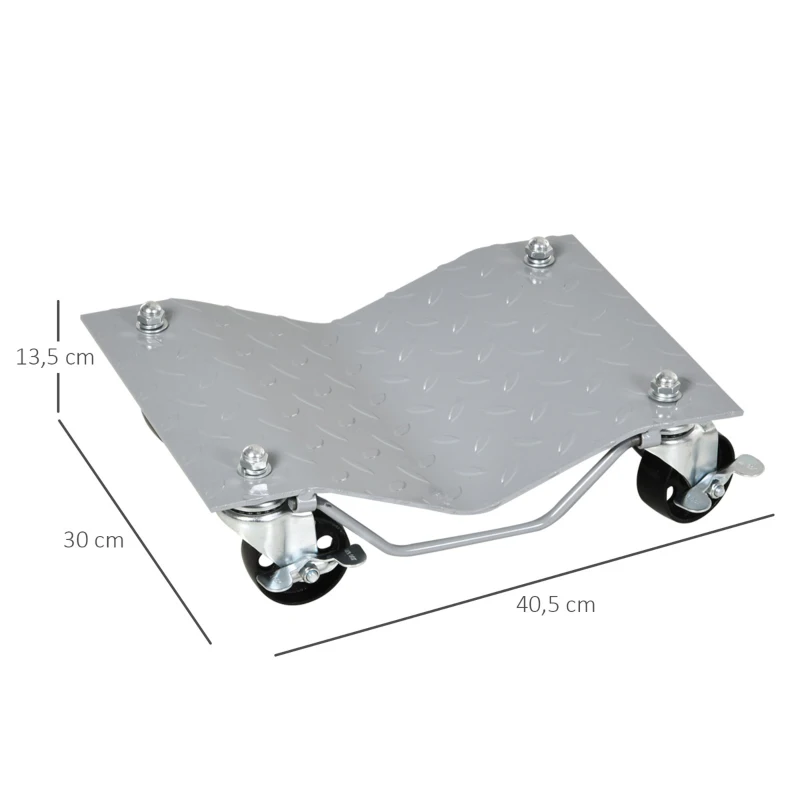 Trolleydomkraft, 2 St, Manöverhjälp, Däckbyte, Domkraft Med 4 Hjul För Bilar, Grå, 40,5L X 30W X 13,5H Cm 3