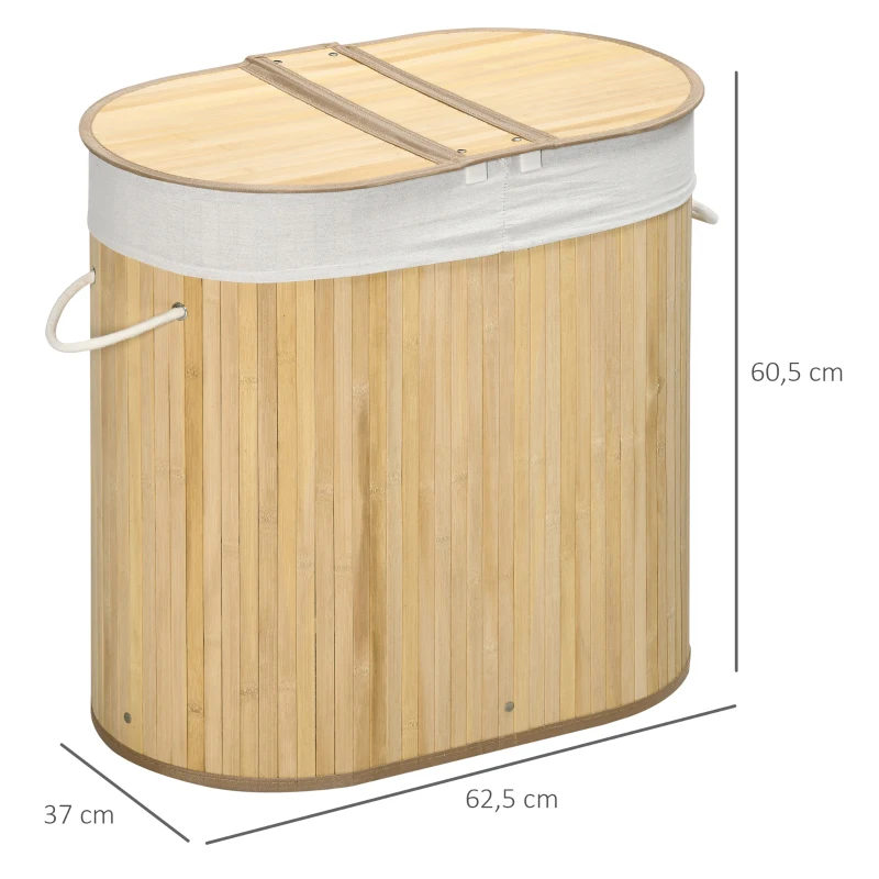 Tvättkorg 100L Med Avtagbar Tvättbänk 62,5 Cm X 37 Cm X 60,5 Cm Natur + Vit 3