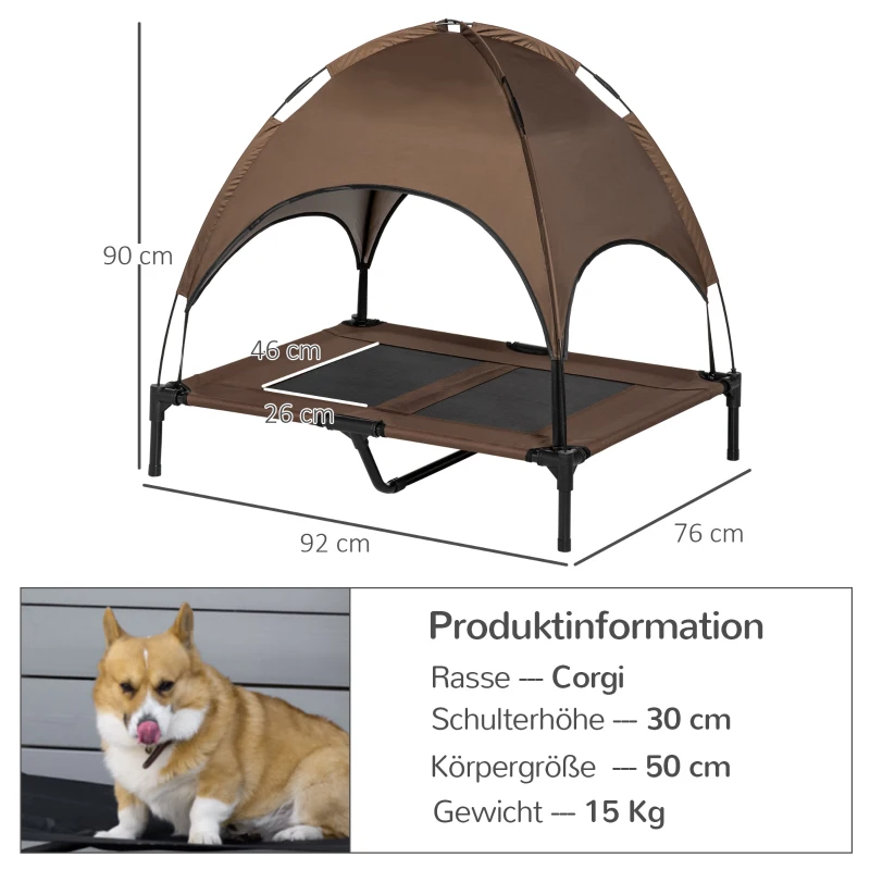 Upphöjd Hundsäng Med Baldakin, Husdjurssäng, Hundsäng Utomhus Med Tak, Andningsbar, Tafttyg För Campingkaffe 92 X 76 X 90 Cm 3