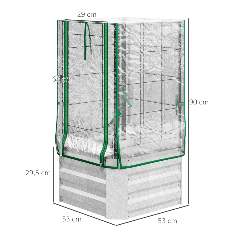 Upphöjd Säng, Växthus, 3-delat Set, Med Spaljé, Plastöverdrag, 53 X 53 X 90 Cm 3