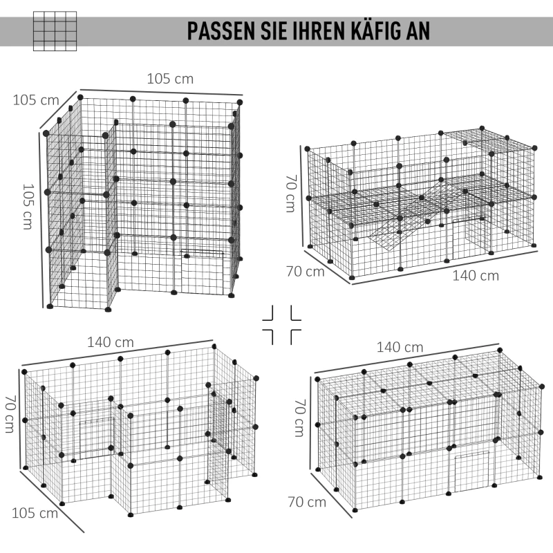 Utomhushägn Lekhage DIY Valp Lekhage Mesh Inhägnad För Små Djur Gjord Av Metallnätbarriär Små Husdjur Inomhus Lekhage 36 Paneler Svart 146 X 73 X 73 Cm 6