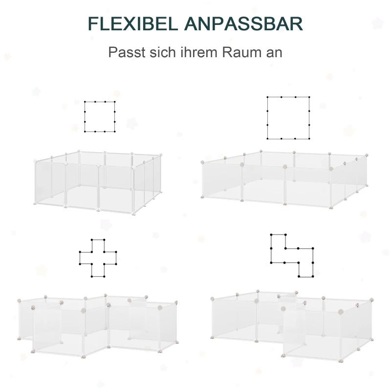 Utomhusinhägnad Lekhage DIY Utomhusinhägnad Mesh Inhägnad Barriär Små Husdjur Inomhus Lekhage 12 Paneler Vit Metall PP-harts 105 X 105 X 45 Cm 7